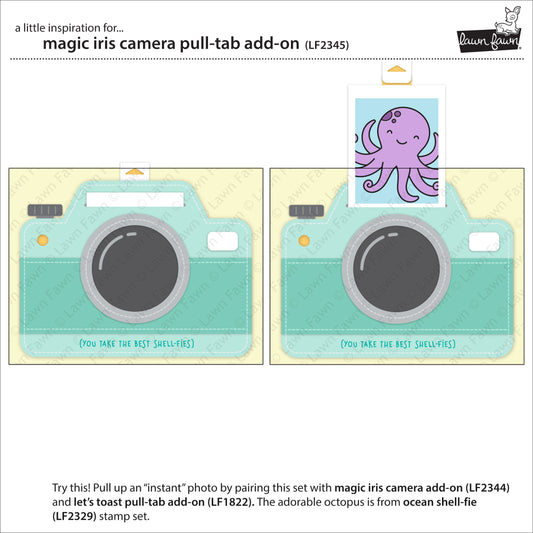 Lawn Fawn - magic iris camera pull-tab add-on - Stanzen