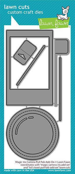 Lawn Fawn magic iris camera pull-tab add-on Stanzen