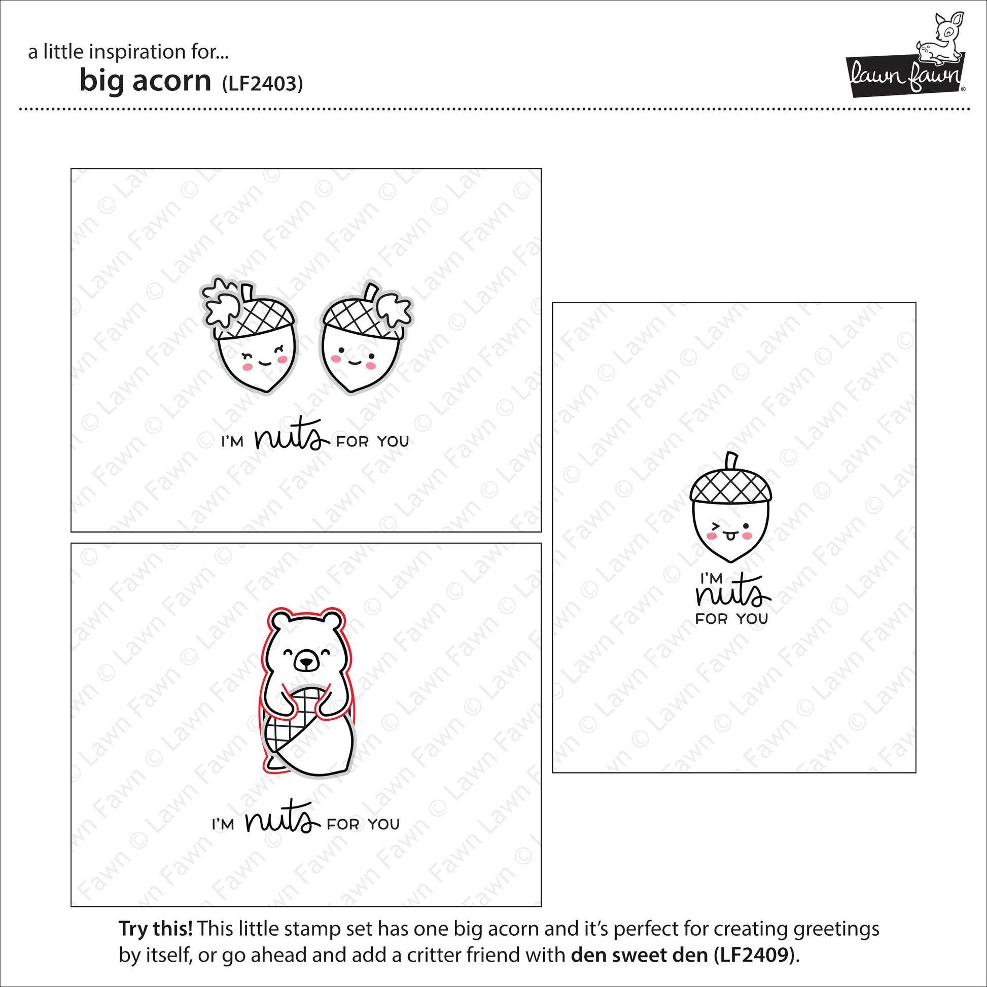 Lawn Fawn - big acorn - Clear Stamp 2x3