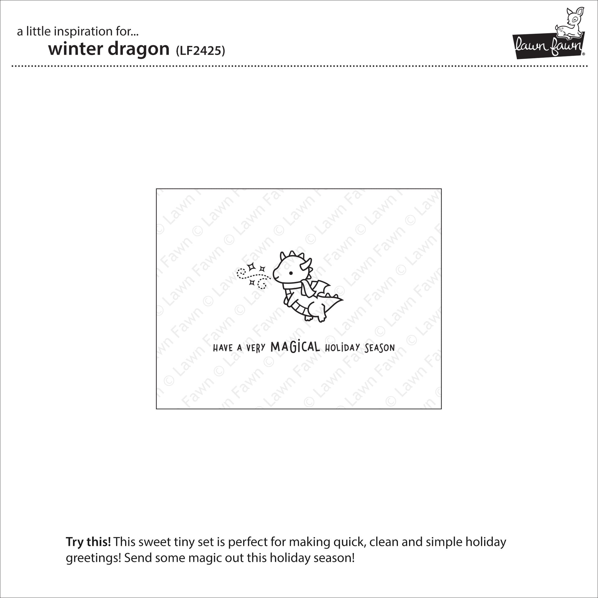 Lawn Fawn - winter dragon - Clear Stamp 2x3