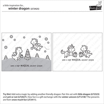 Lawn Fawn winter dragon Clear Stamp 2x3