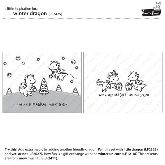 Lawn Fawn winter dragon Clear Stamp 2x3