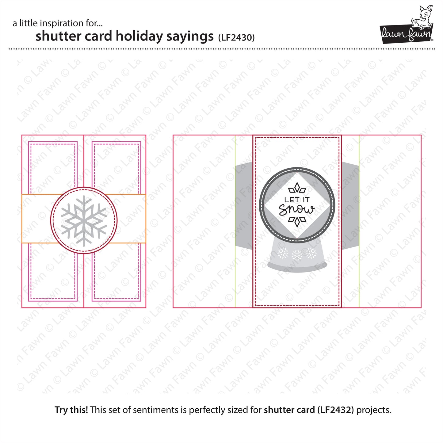 Lawn Fawn - shutter card holiday sayings - Clear Stamp 3x4