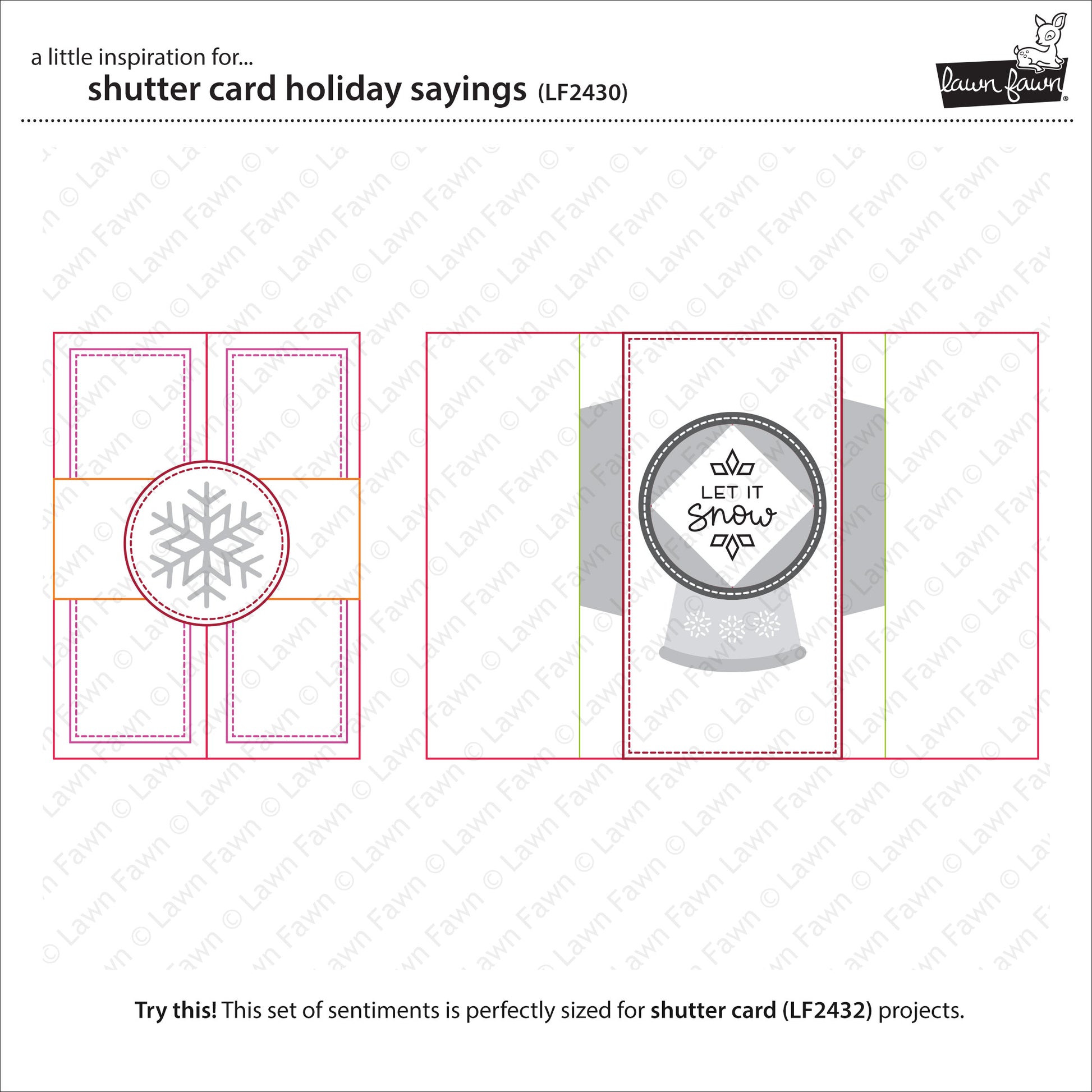 Lawn Fawn - shutter card holiday sayings - Clear Stamp 3x4