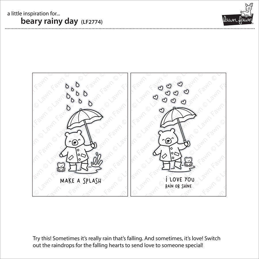 Lawn Fawn - Beary rainy day - Clear Stamp 4x6