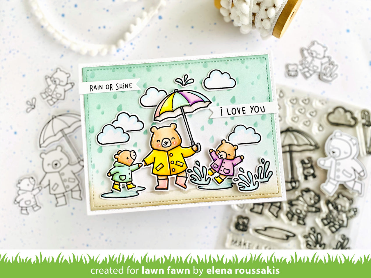 Lawn Fawn - Beary rainy day - Clear Stamp 4x6
