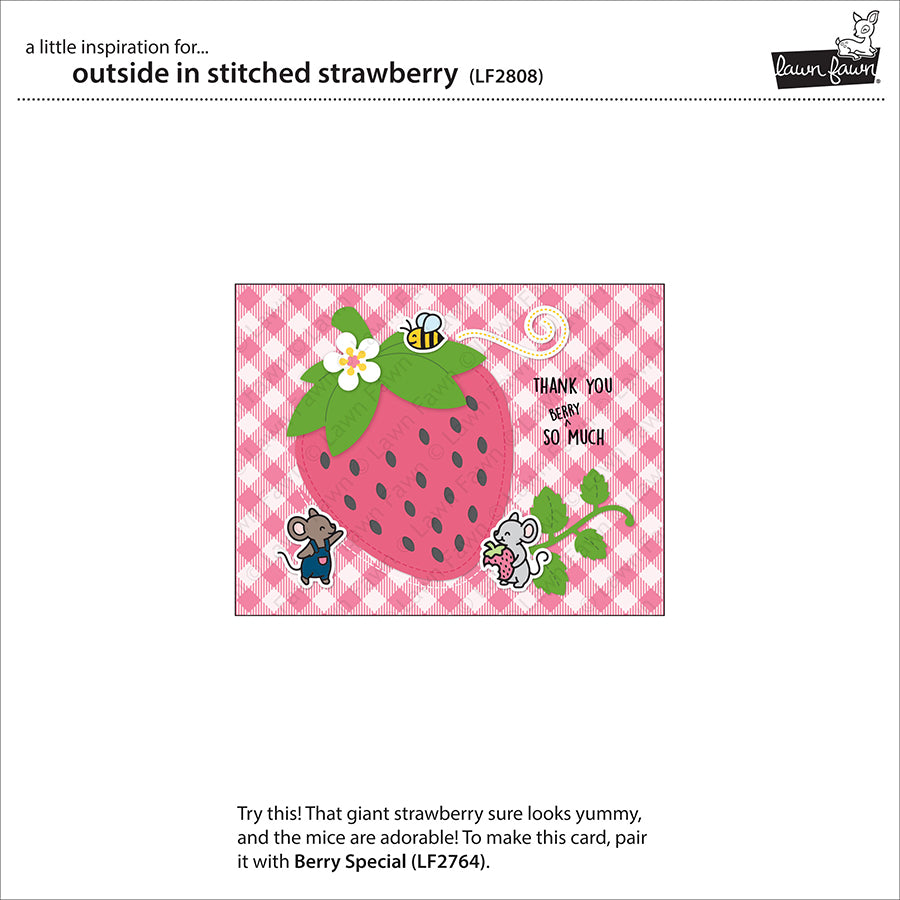 Lawn Fawn - Outside in stitched Strawberry - Stand Alone Stanze