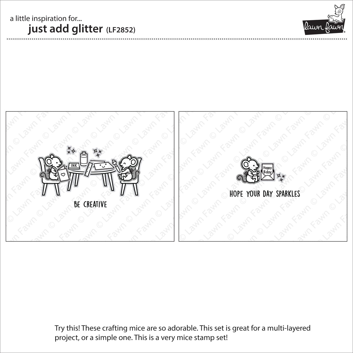 Lawn Fawn - Just add Glitter - Clear Stamp 4x6