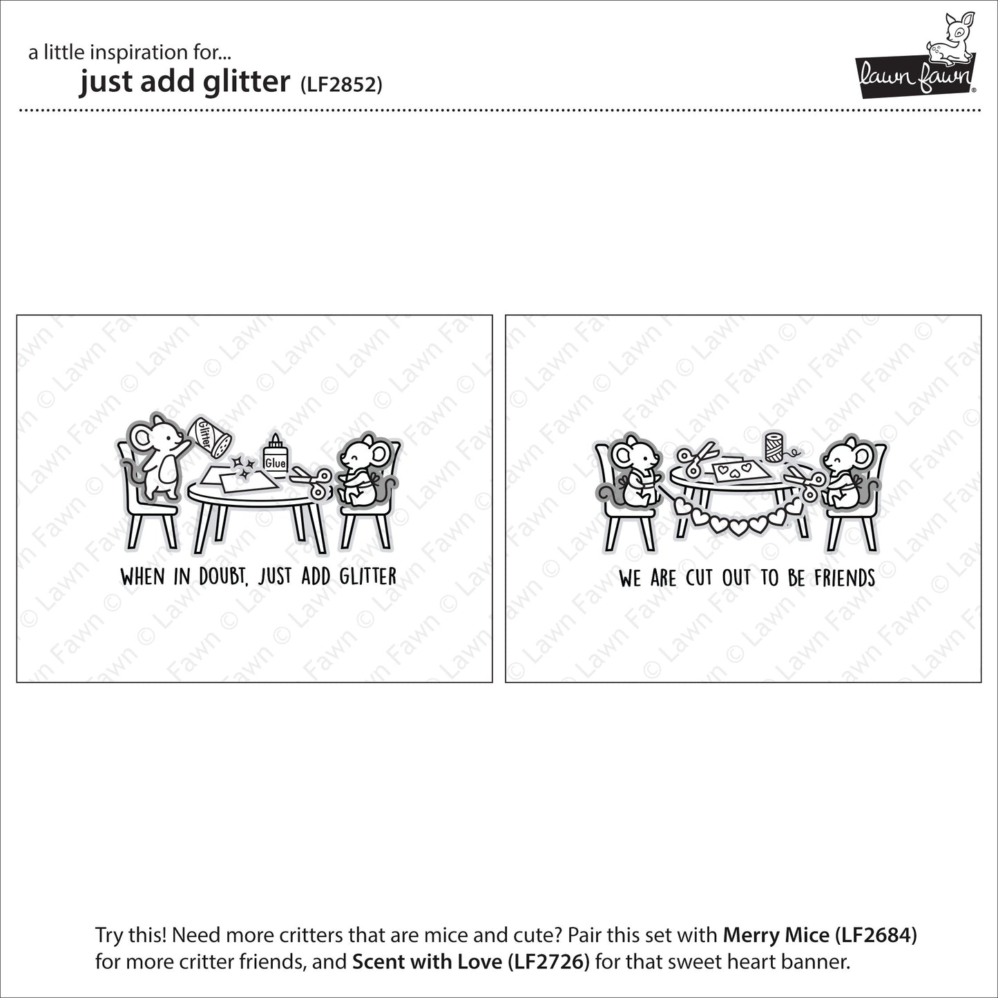 Lawn Fawn - Just add Glitter - Clear Stamp 4x6
