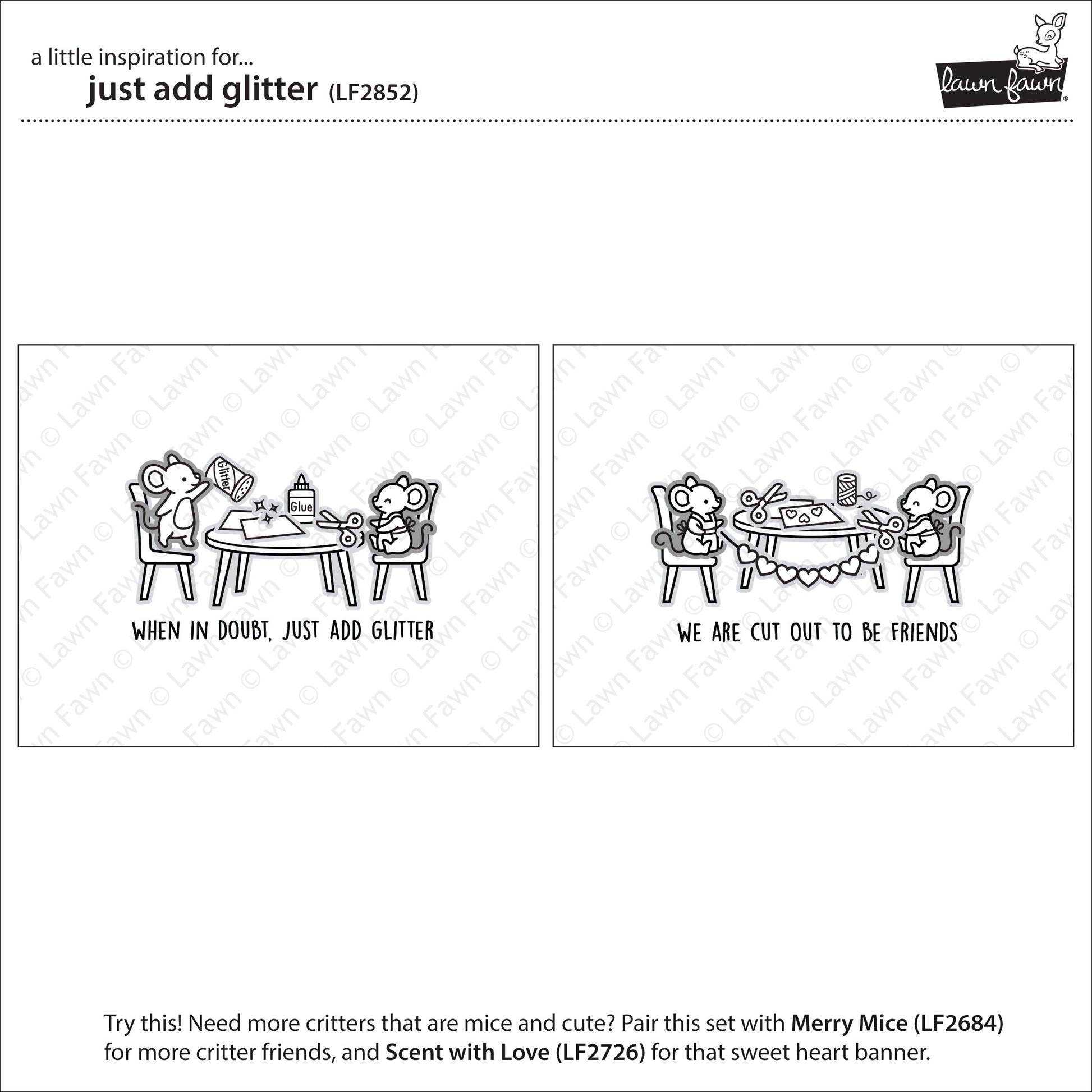 Lawn Fawn - Just add Glitter - Clear Stamp 4x6