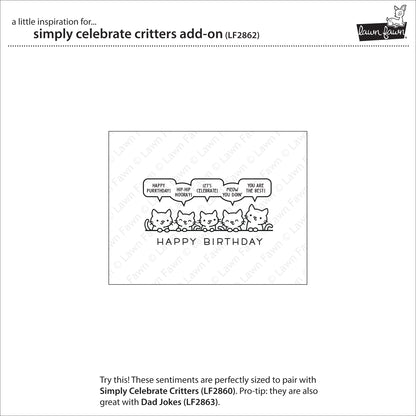Lawn Fawn - Simply celebrate Critters Add-on - Clear Stamp 3x4