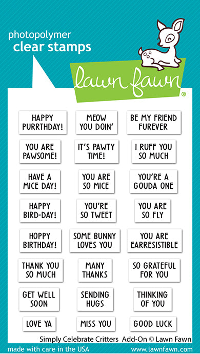 Lawn Fawn - Simply celebrate Critters Add-on - Clear Stamp 3x4