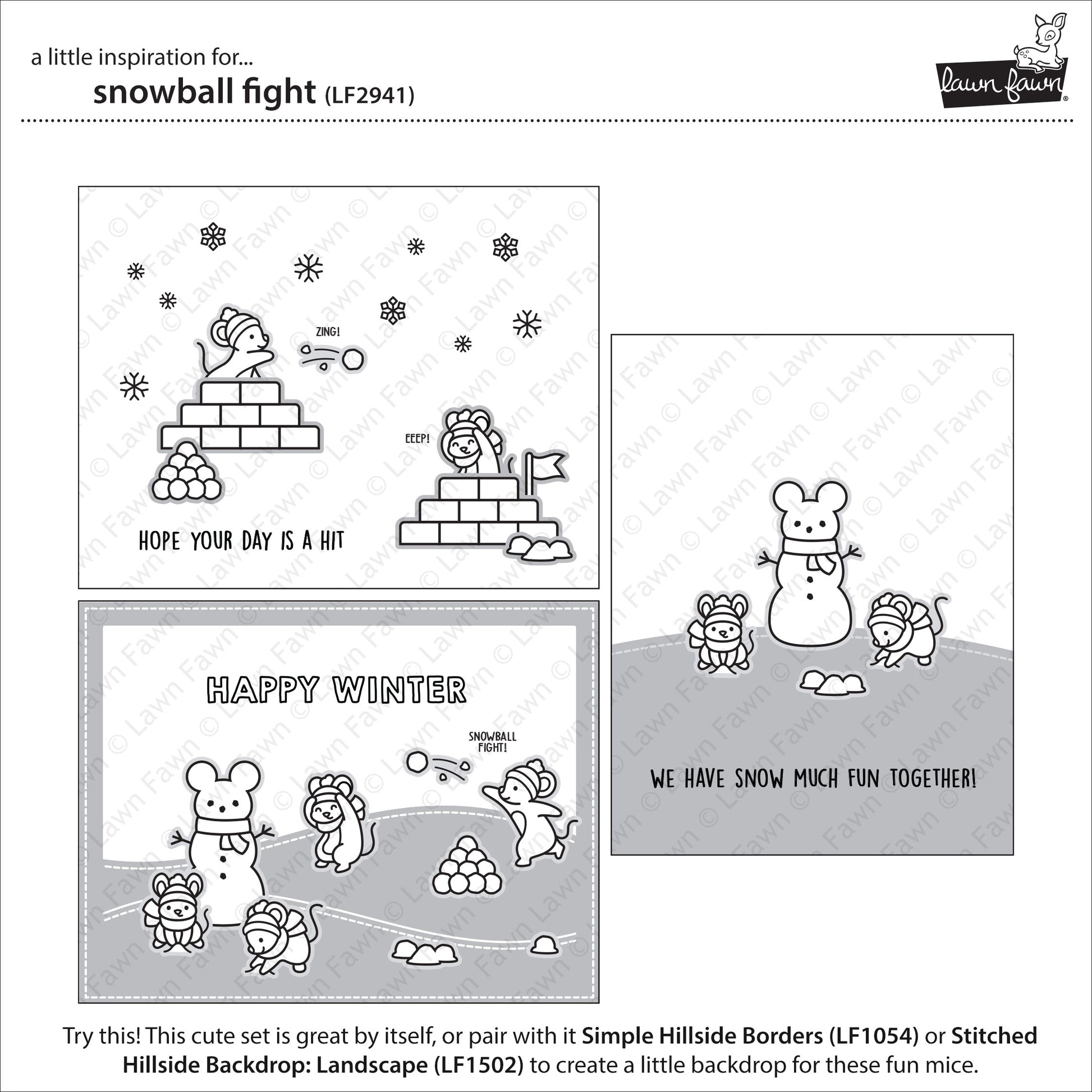 Lawn Fawn - Snowball Fight - Clear Stamps 4x6