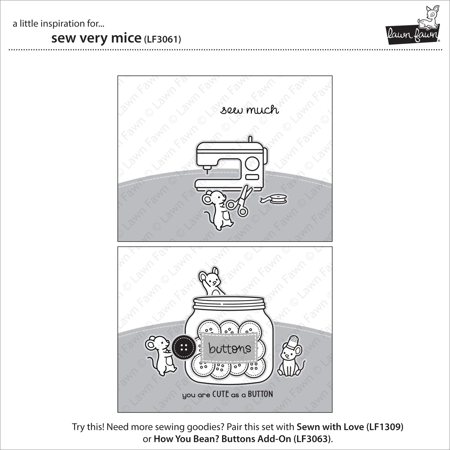 Lawn Fawn - Sew very Mice - Clear Stamp 4x6