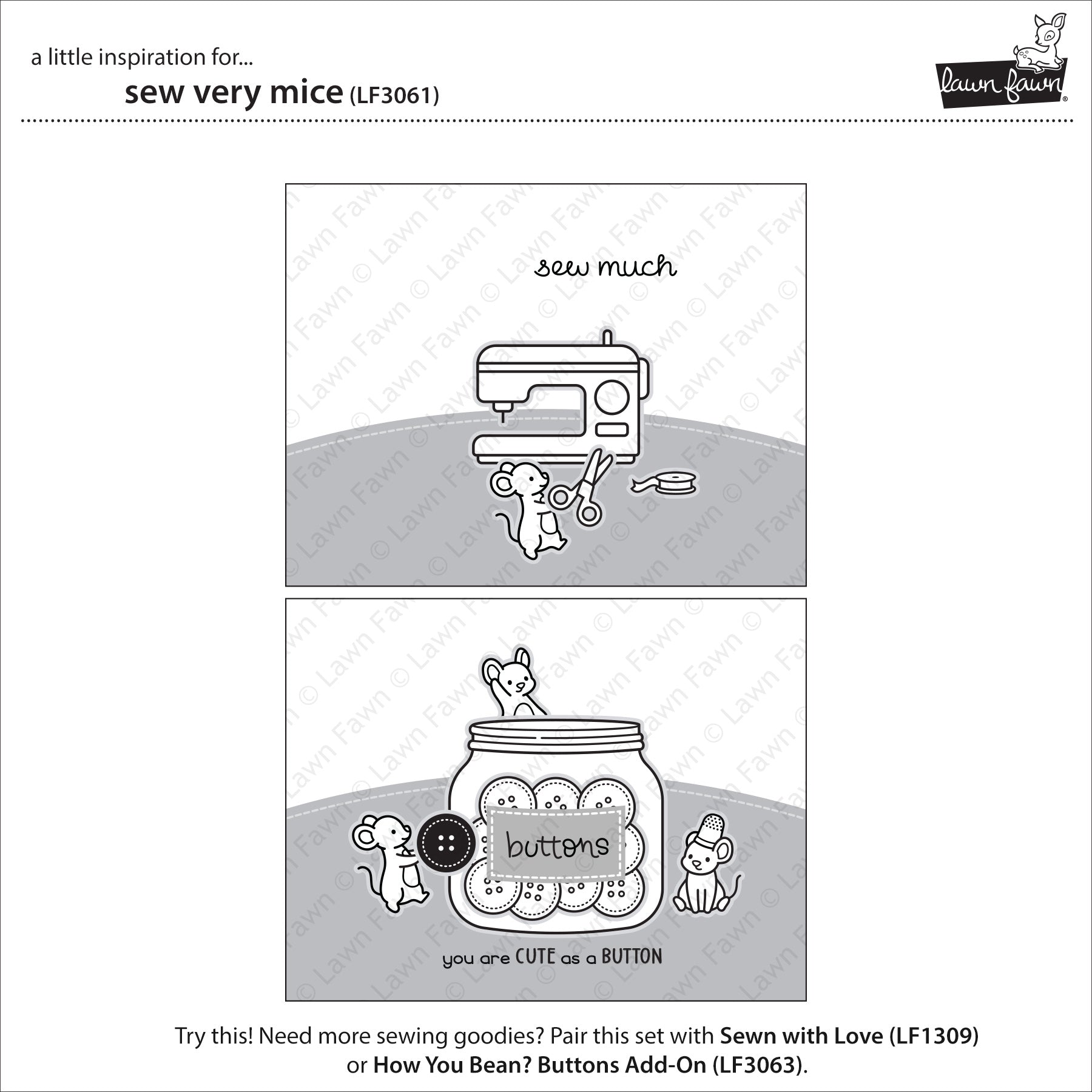 Lawn Fawn - Sew very Mice - Clear Stamp 4x6