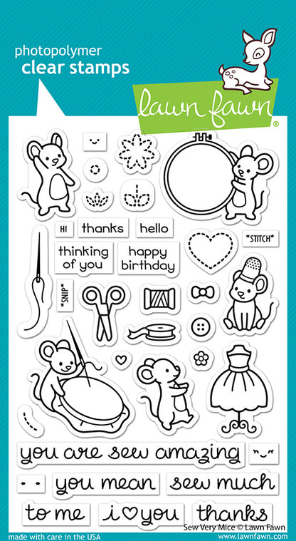 Lawn Fawn - Sew very Mice - Clear Stamp 4x6