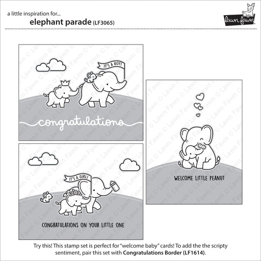 Lawn Fawn - Elephant Parade - Clear Stamp 4x6