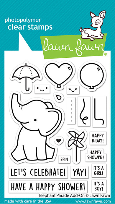 Lawn Fawn - Elephant Parade Add-on - Clear Stamp 3x4