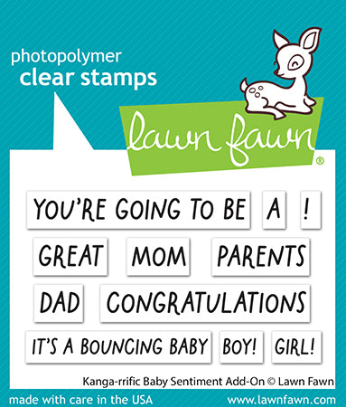 Lawn Fawn Kanga-rrific Baby Sentiment Add-on Clear Stamp Set 2x3