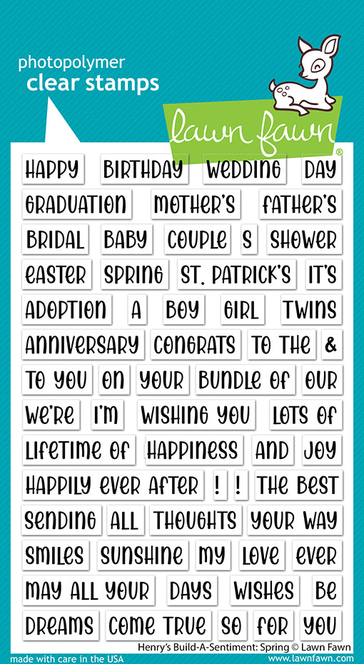 Lawn Fawn Henry’s build-a-sentiment: Spring Clear Stamp Set 4x6