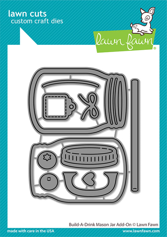 Lawn Fawn build-a-drink mason jar add-on Stand alone Stanzschablone