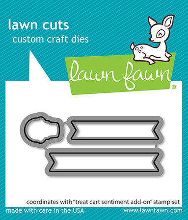 Lawn Fawn Treat cart sentiment add-on Outline Stanzen