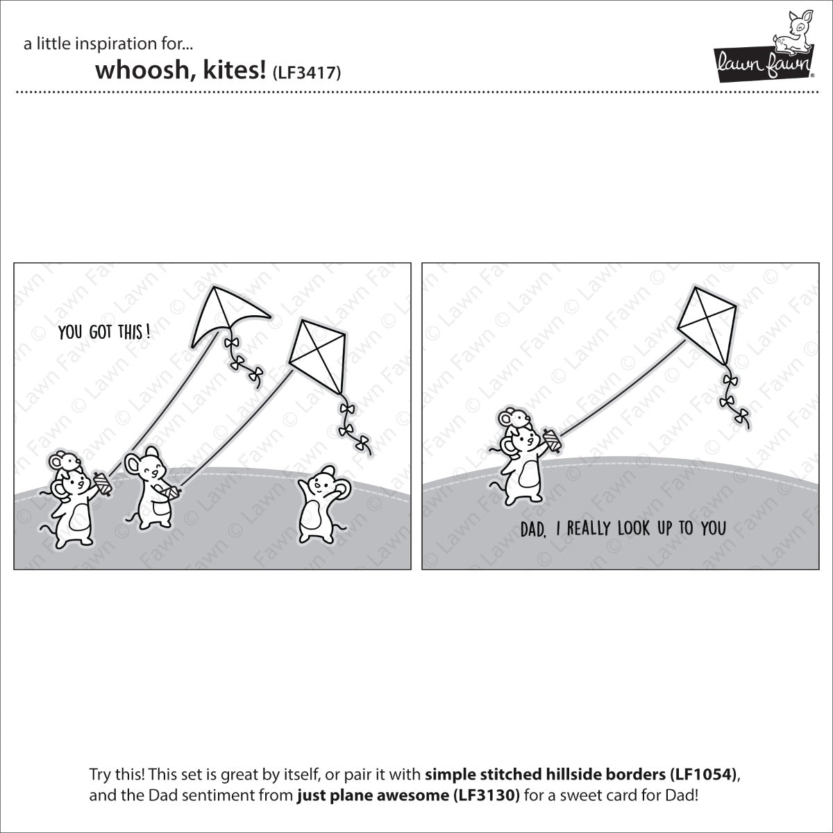 Lawn Fawn Whoosh, kites! Stempelset 4x6