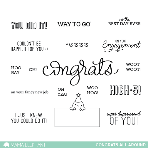 Mama Elephant - Congrats All Araound - Clear Stamp Set 4x6