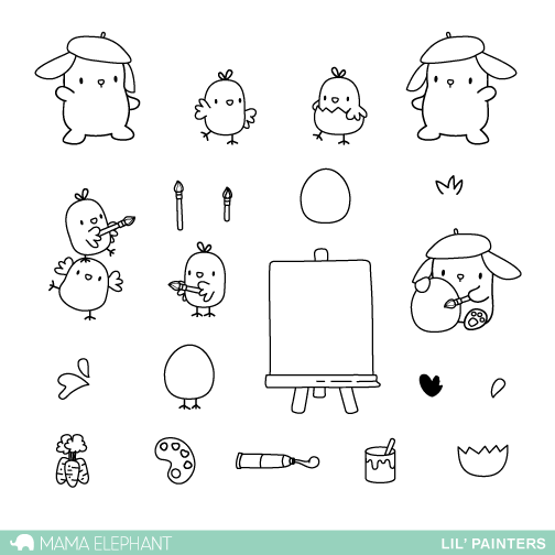 Mama Elephant - Lil' Painters - Clear Stamp Set 4x6