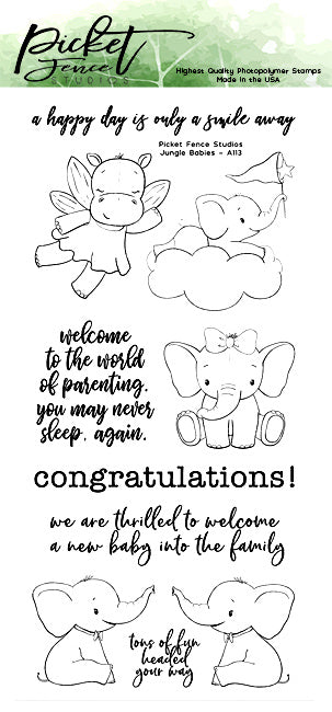 Picket Fence Studios - Jungle Babys - Clear Stamps 4x8