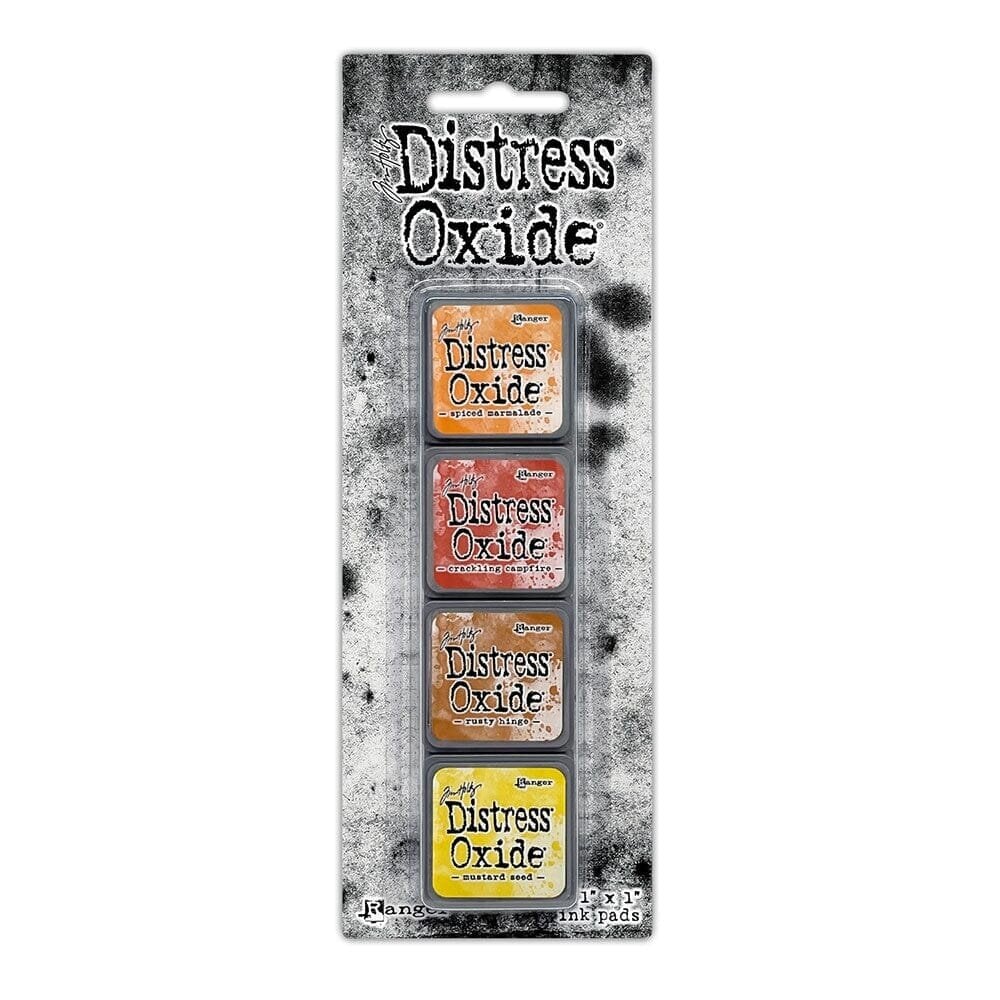 Ranger Tim Holtz Distress Mini Oxide Ink Pads Set #2 – Spiced Marmalade, Crackling Campfire, Rusty Hinge, Mustard Seed