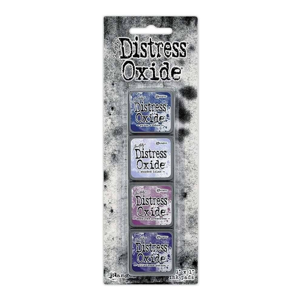 Ranger Tim Holtz Distress Mini Oxide Ink Pads Set #5 – Prize Ribbon, Shaded Lilac, Seedless Preserves, Villainous Potion
