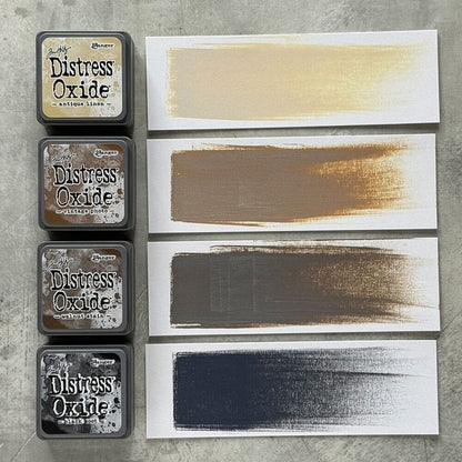 Ranger Tim Holtz Distress Mini Oxide Ink Pads Set #6 – Antique Linen, Vintage Photo, Walnut Stain, Black Soot