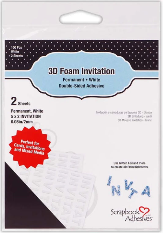 Scrapbook Adhesives 3D Foam Invitation White 2mm (2 Sheets)