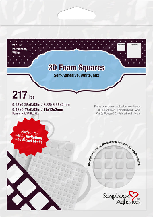 Scrapbook Adhesives - 3D Foam Squares Weiss Mix
