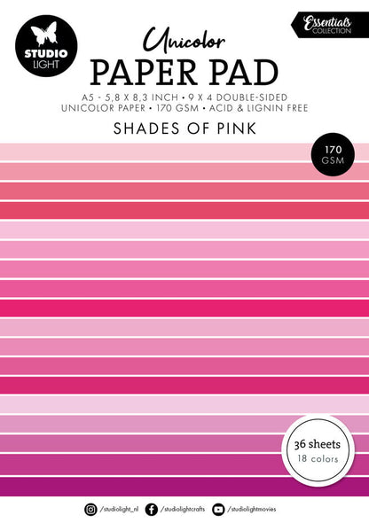 Studio Light Unicolor Paper Pad Shades Of Pink A5 148x210mm