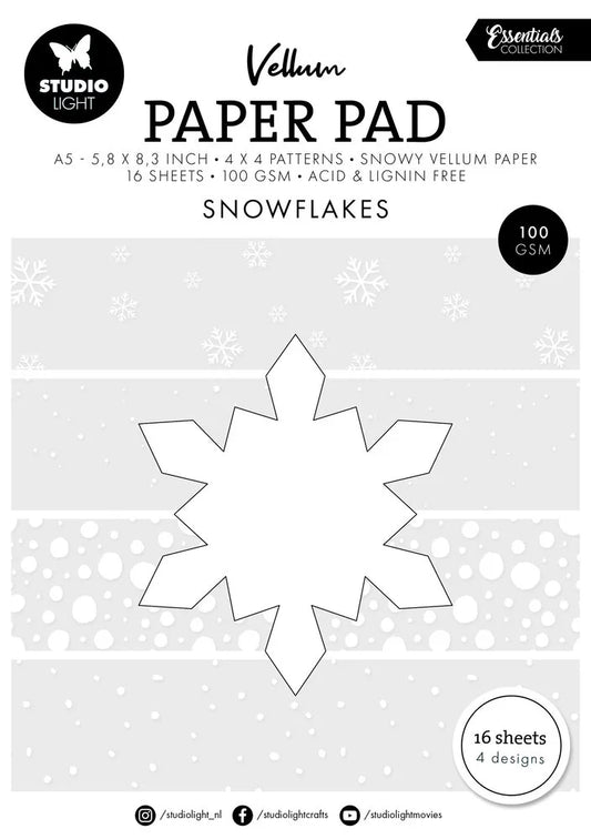Studio Light Snowflakes Essentials Vellum Paper Pad A5 100 gsm mit Schneeflockenmotiven