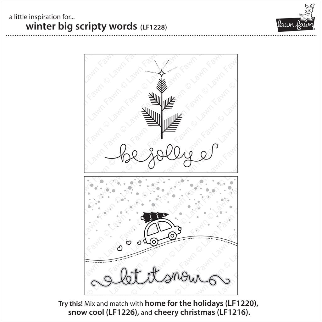 Lawn Fawn - Winter Big Scripty Words - Clear Stamp 4x6