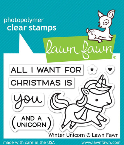 Lawn Fawn - Winter Unicorn - Clear Stamp 2x3