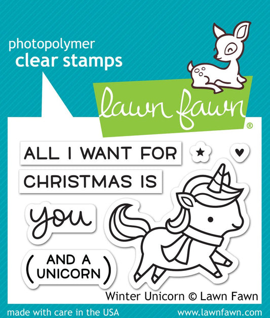 Lawn Fawn - Winter Unicorn - Clear Stamp 2x3
