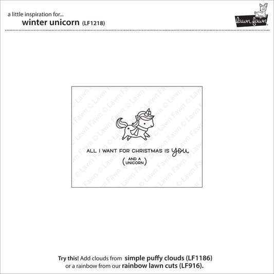 Lawn Fawn - Winter Unicorn - Clear Stamp 2x3