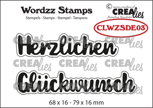 Crealies - Wordzz - Herzlichen Glückwunsch - Clear Stamps