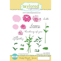 Taylored Expressions Cling Stamps 5x8" - Simply Stamped-Zinnias