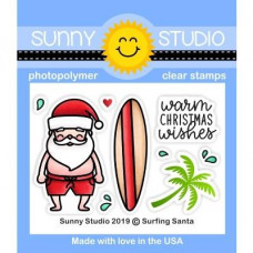 Sunny Studio - Surfing Santa - Clear Stamps 2x3