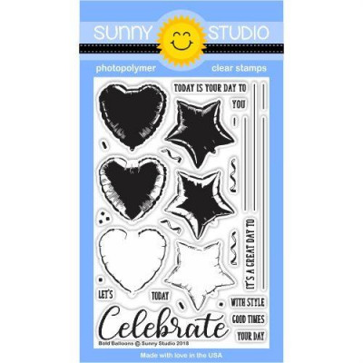 Sunny Studio - Bold Balloons - Clear Stamps 4x6