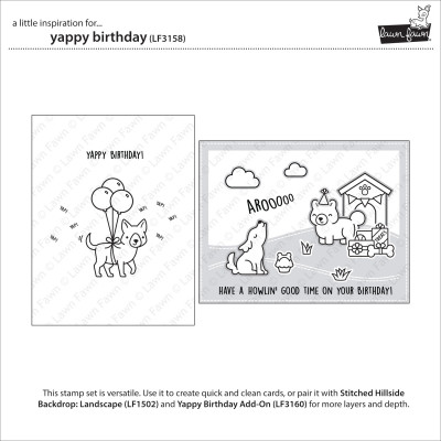 Lawn Fawn - Yappy birthday - Clear Stamp 4x6