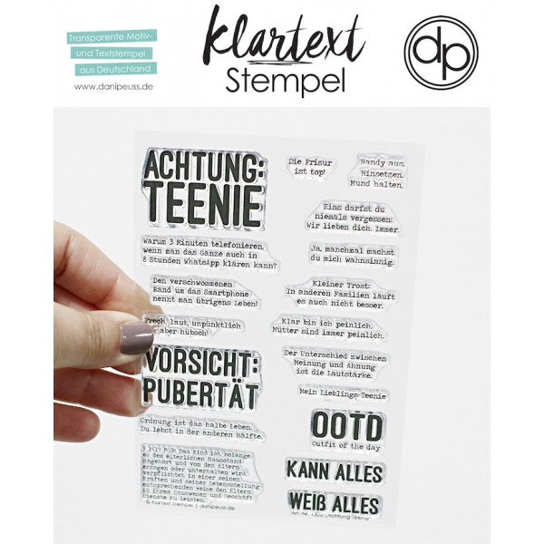 Klartext-Stempel - Achtung Teenie - Clear Stamp Set 4x6
