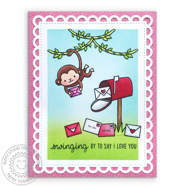 Sunny Studio - Love Monkey - Clear Stamps 4x6