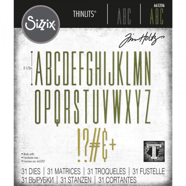 Sizzix Thinlits By Tim Holtz - Alphanumeric Stretch Upper - Stand Alone Stanzen