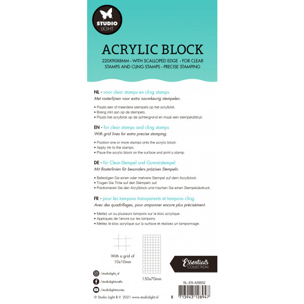 Studio Light - Acrylic Stamp Block 150x70mm